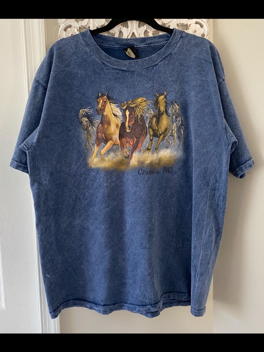 Vintage 90s Y2K Prairie Mountain Horse Graphic T-Shirt Made in USA L Equestrian